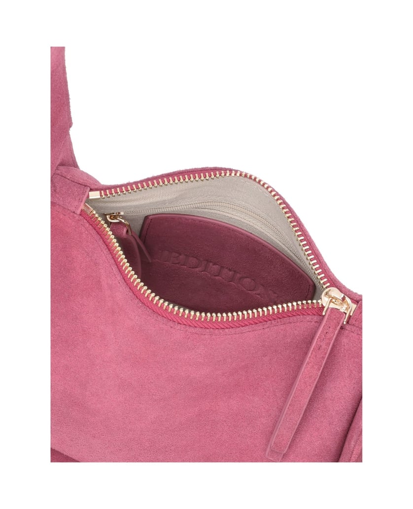Kazar-Pink-suede-handbag-on-wide-straps-ružová