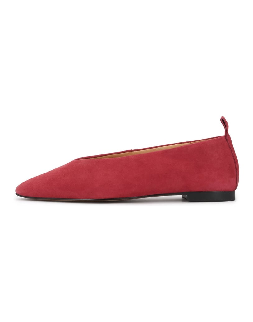 Kazar-Pink-suede-ballerinas-with-elongated-noses-ružová