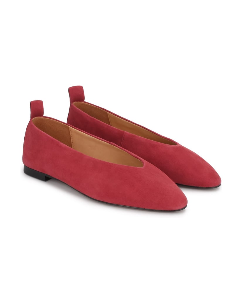 Kazar-Pink-suede-ballerinas-with-elongated-noses-ružová