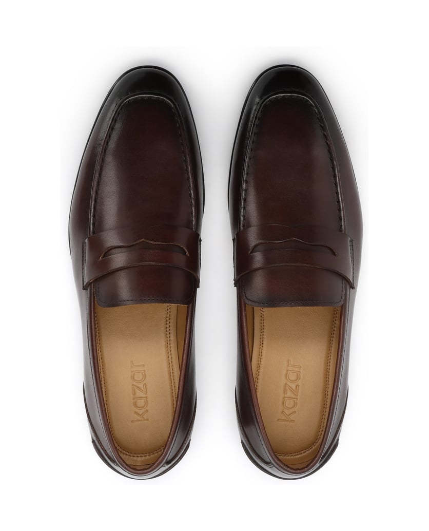 Kazar-Genuine-leather-loafers-with-shading-hnedá