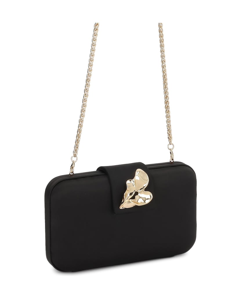 Kazar-Black-satin-gloss-clutch-with-jewelry-buckle-červená