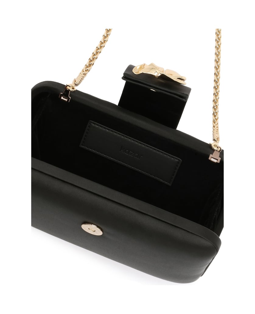 Kazar-Black-satin-gloss-clutch-with-jewelry-buckle-červená