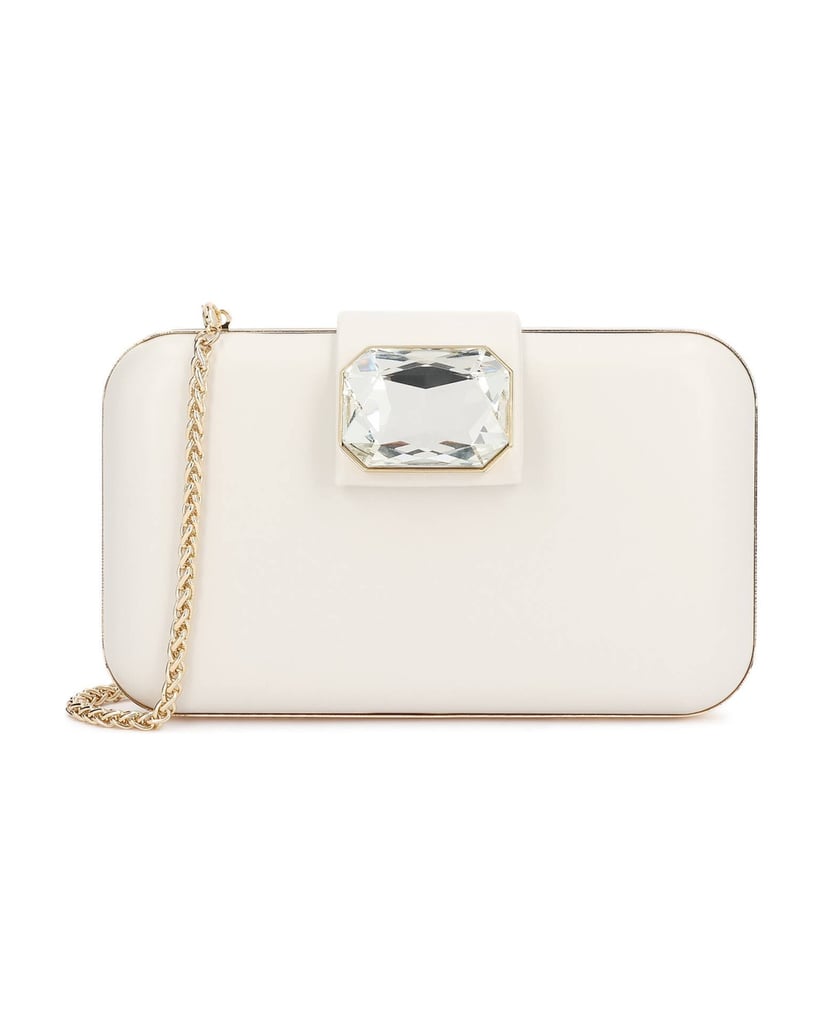 Kazar-Wedding-leather-clutches-in-a-shade-of-white-with-a-decorative-stone-bílá