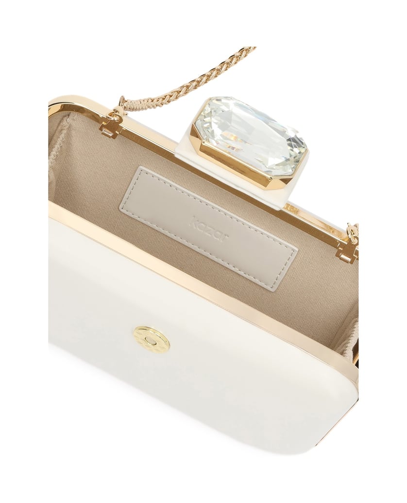 Kazar-Wedding-leather-clutches-in-a-shade-of-white-with-a-decorative-stone-bílá