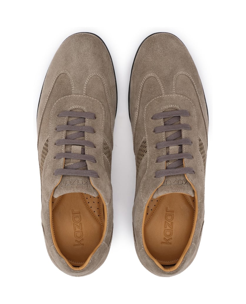 Kazar-Men's-suede-shoes-in-taupe-shade-with-perforations-tmavošedá