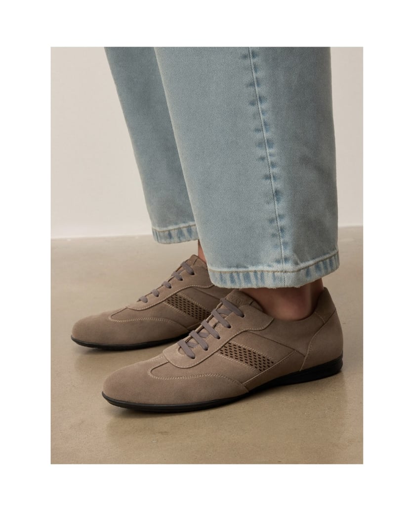 Kazar-Men's-suede-shoes-in-taupe-shade-with-perforations-tmavošedá