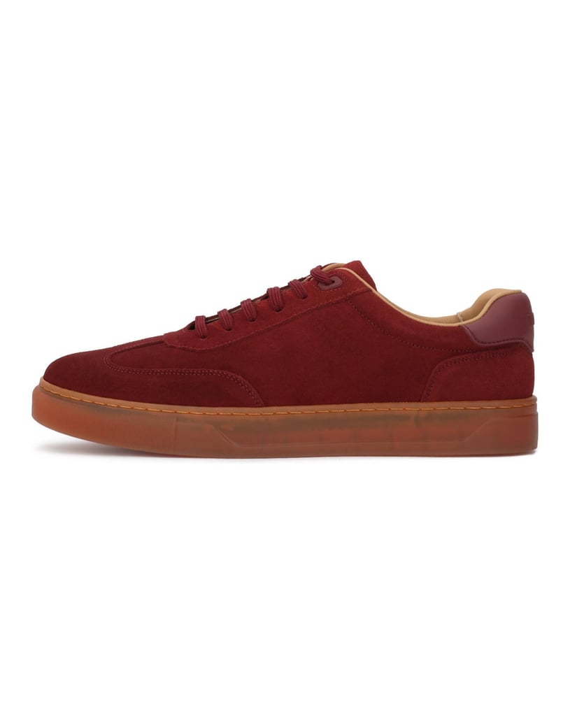 Kazar-Maroon-suede-sneakers-on-contrasting-sole-červená