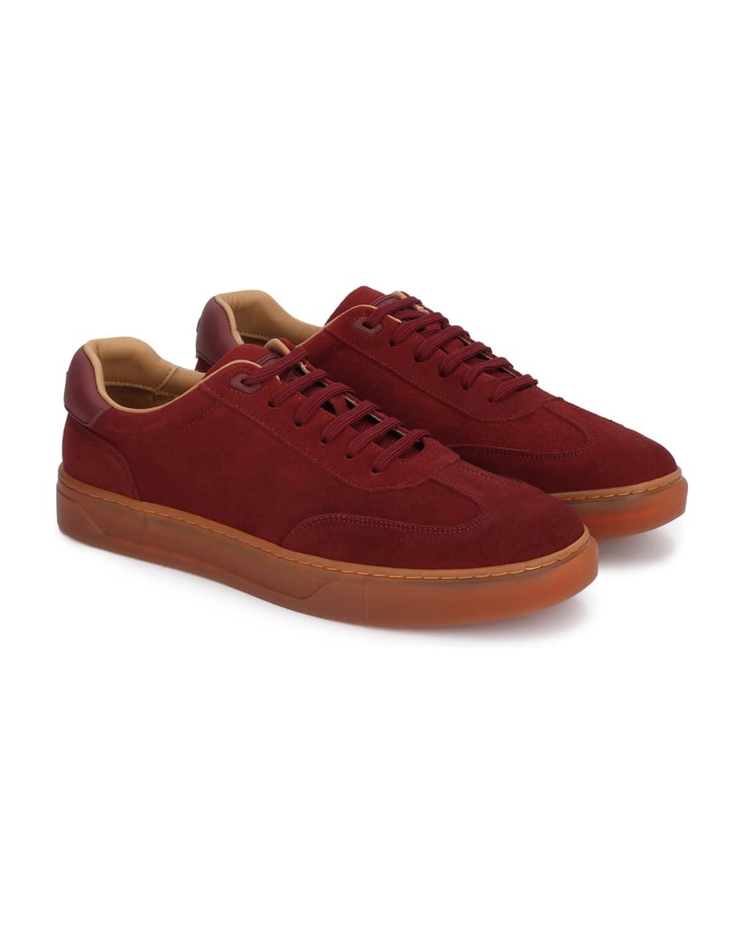 Kazar-Maroon-suede-sneakers-on-contrasting-sole-červená