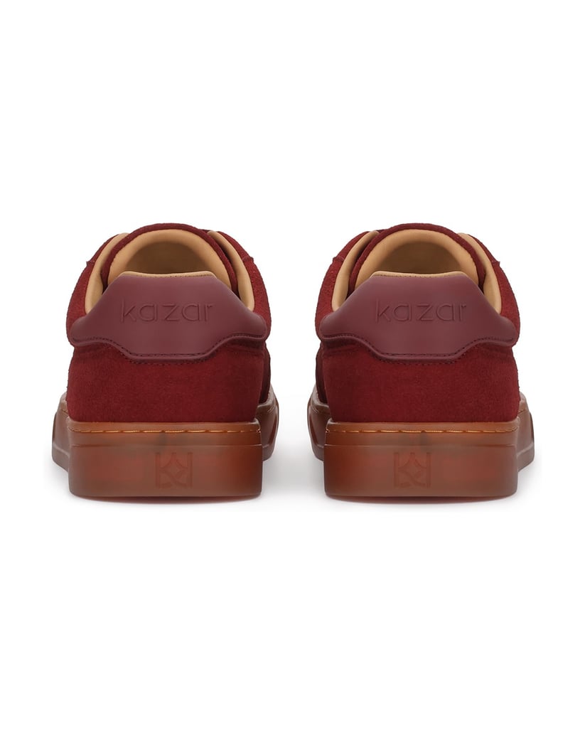 Kazar-Maroon-suede-sneakers-on-contrasting-sole-červená