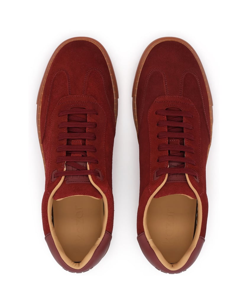 Kazar-Maroon-suede-sneakers-on-contrasting-sole-červená