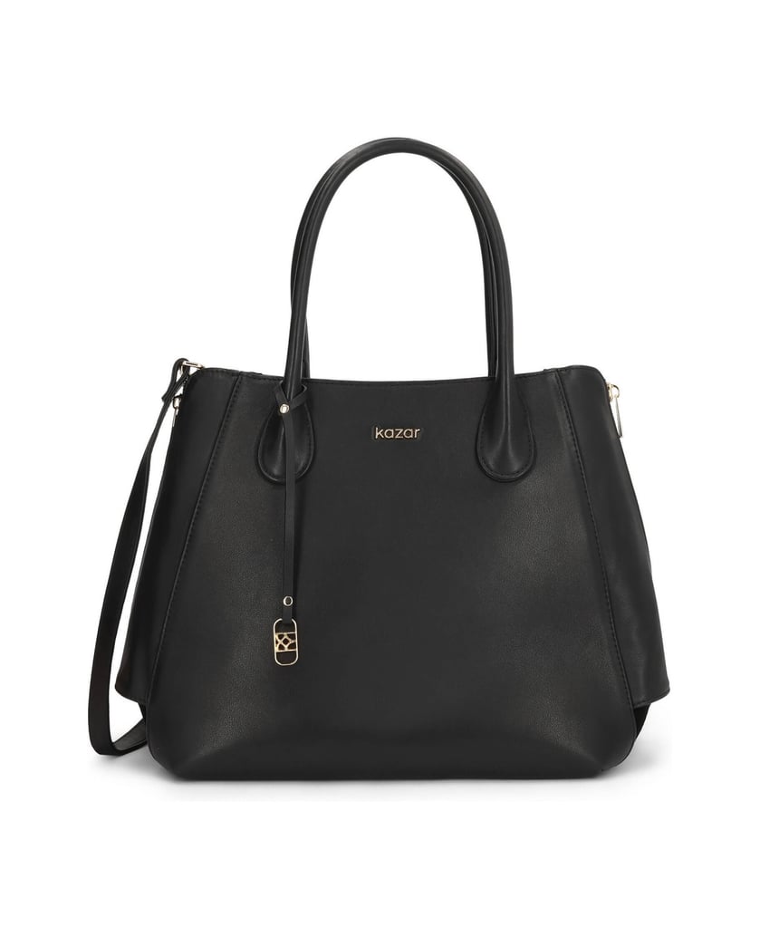 Kazar-Tasche-aus-schwarzem-Leder-in-Schwarz-mit-verbreiterten-Seiten-schwarz