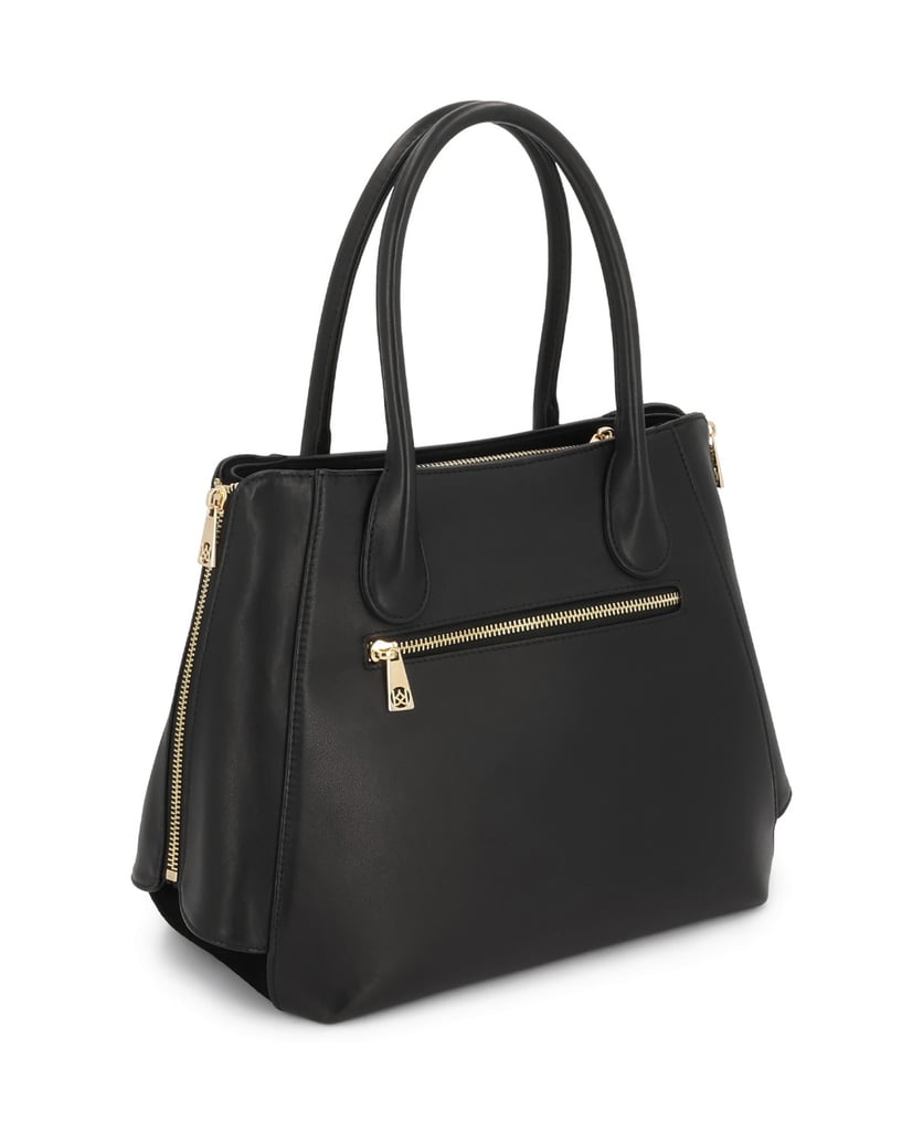 Kazar-Tasche-aus-schwarzem-Leder-in-Schwarz-mit-verbreiterten-Seiten-schwarz