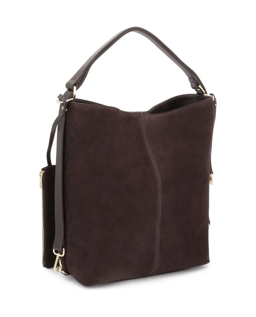 Kazar-Large-suede-pouch-bag-tmavě-hnědá