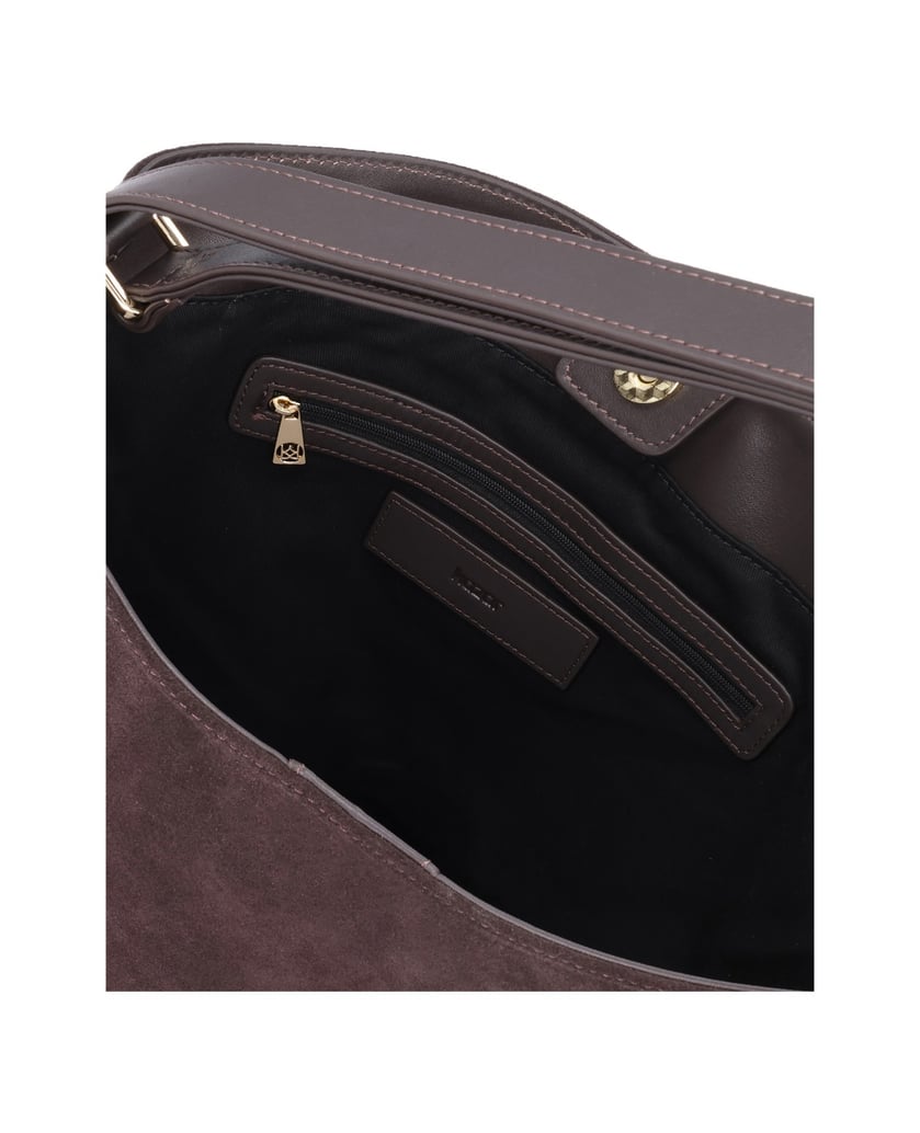 Kazar-Large-suede-pouch-bag-tmavě-hnědá
