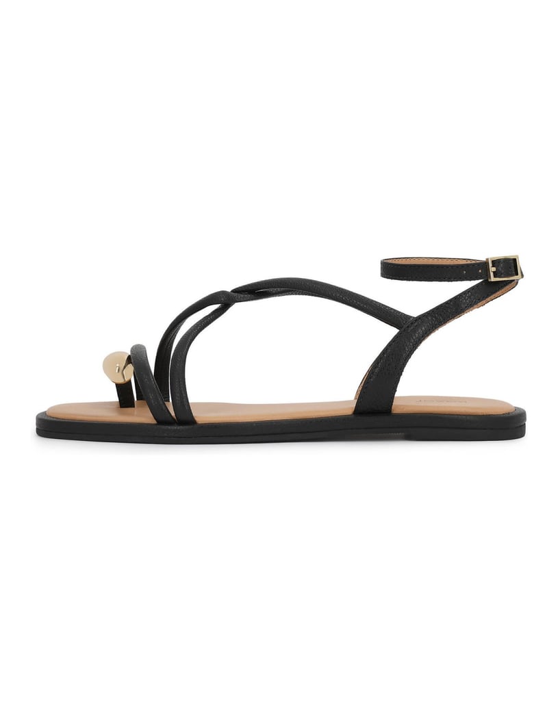 Kazar-Flat-sandals-with-decorated-toe-strap-černá