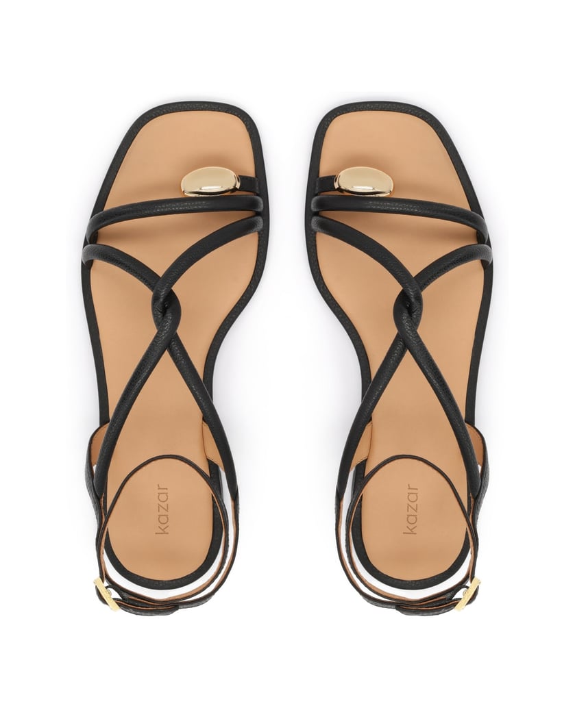 Kazar-Flat-sandals-with-decorated-toe-strap-černá