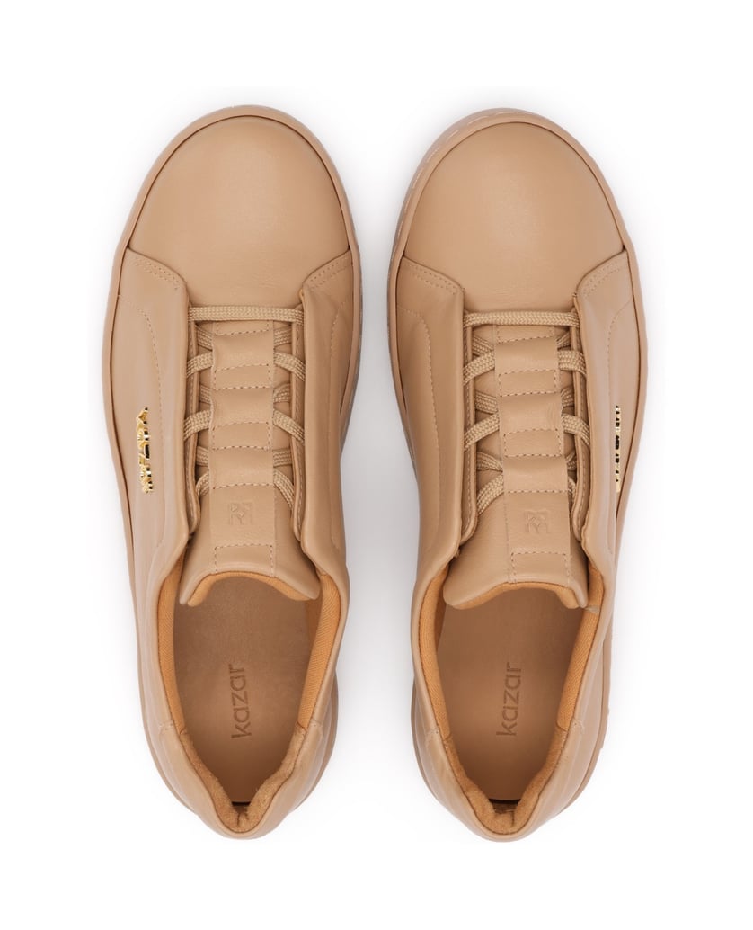 Kazar-Beige-sneakers-with-covered-lacing-and-gold-accents-béžová
