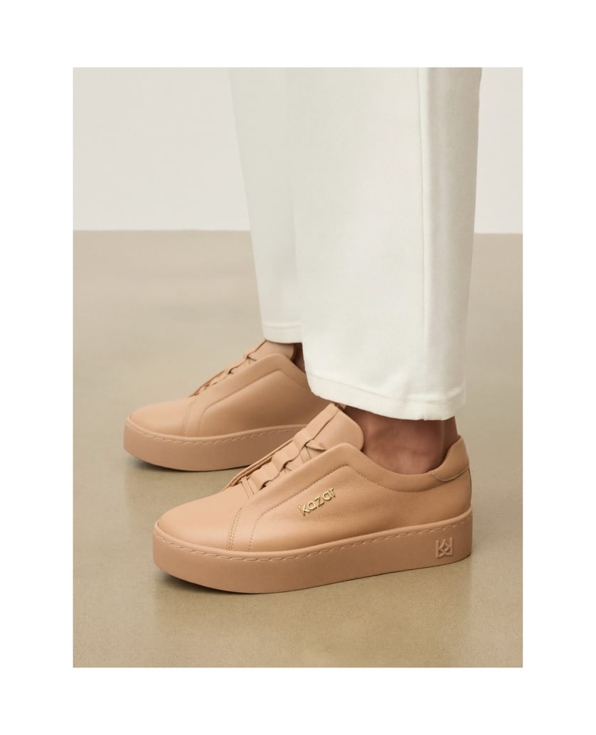 Kazar-Beige-sneakers-with-covered-lacing-and-gold-accents-béžová