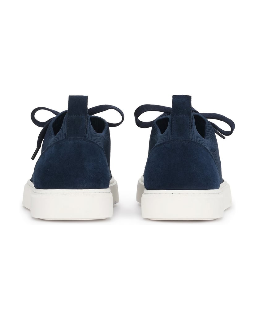 Kazar-Navy-blue-men's-sneakers-in-fabric-and-suede-with-contrasting-sole-tmavě-modrá