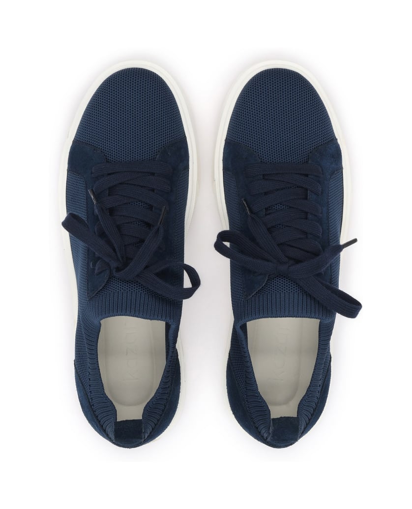 Kazar-Navy-blue-men's-sneakers-in-fabric-and-suede-with-contrasting-sole-tmavě-modrá