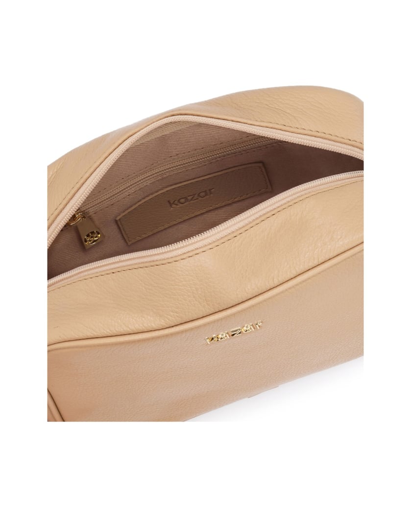 Kazar-Beige-lederne-schultertaschen-mit-anhänger-beige