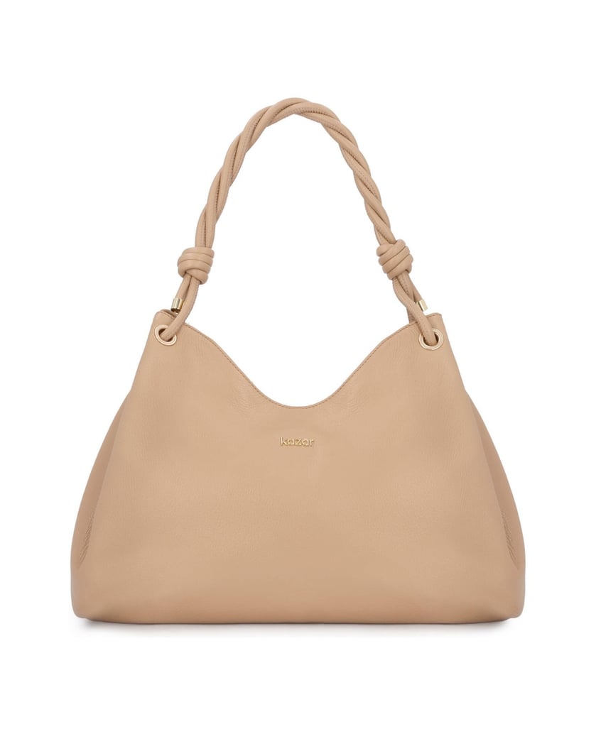 Kazar-Beige-leather-bag-with-decorated-handle-béžová