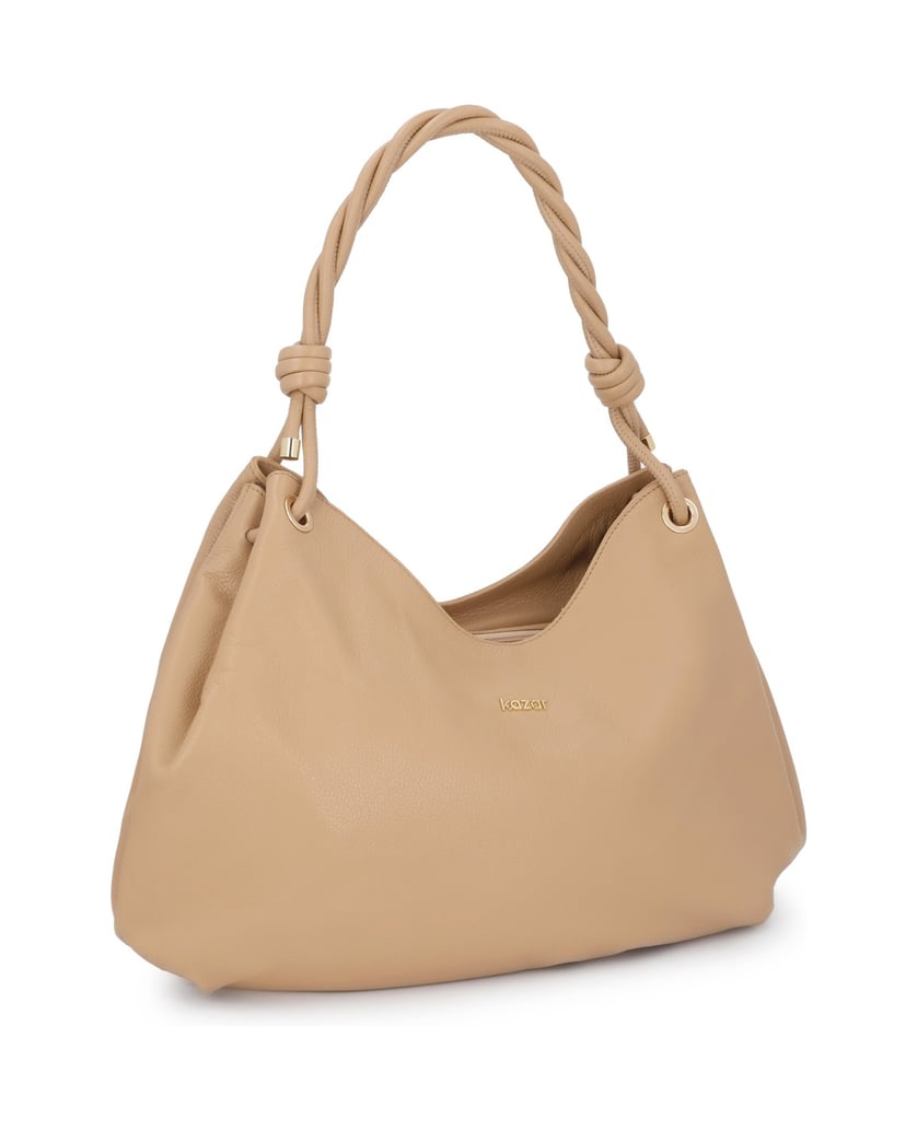 Kazar-Beige-leather-bag-with-decorated-handle-béžová