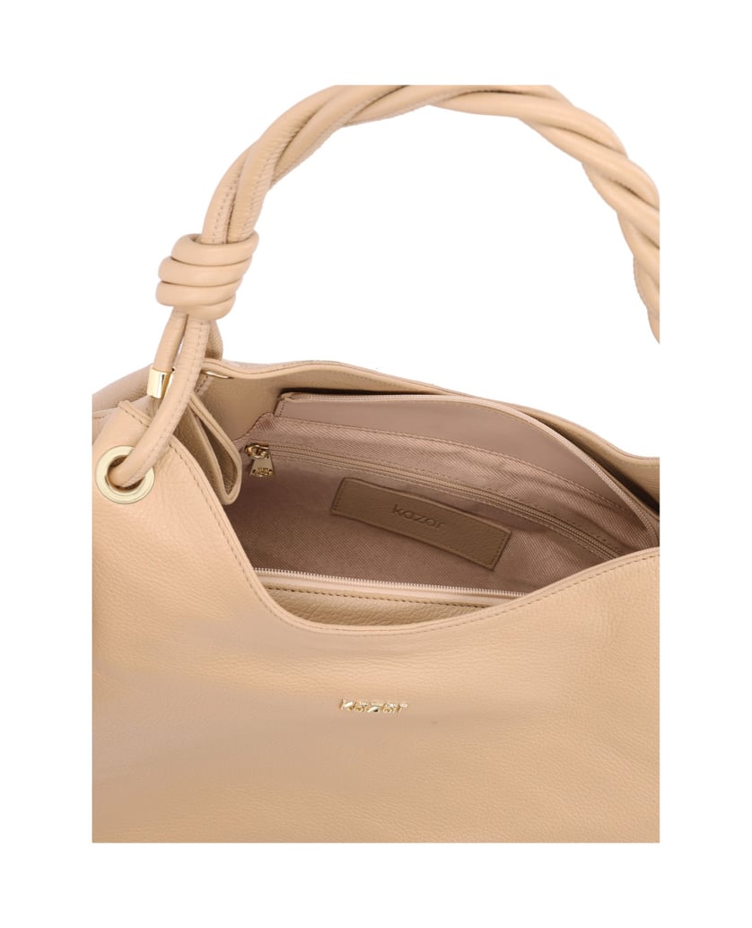 Kazar-Beige-leather-bag-with-decorated-handle-béžová