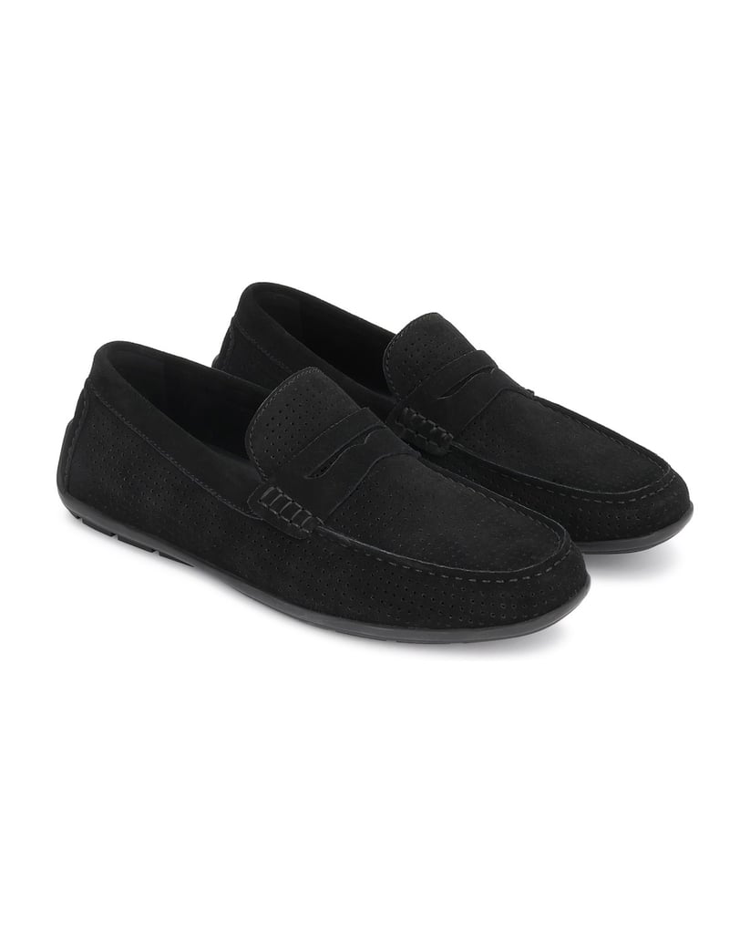 Kazar-Casual-moccasins-with-incomplete-perforation-černá
