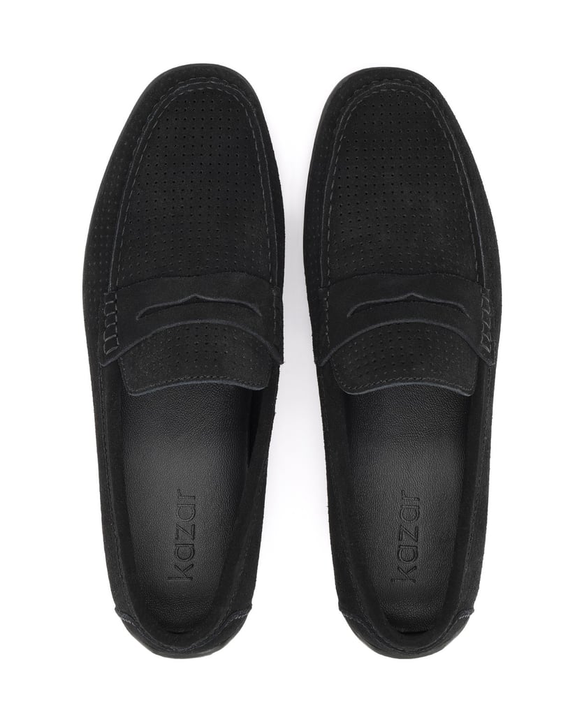 Kazar-Casual-moccasins-with-incomplete-perforation-černá