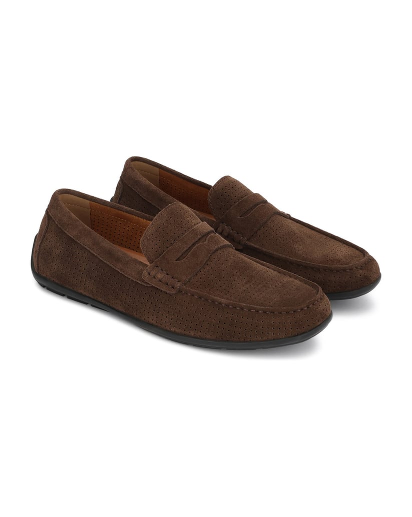 Kazar-Brown-perforated-suede-moccasins-hnedá