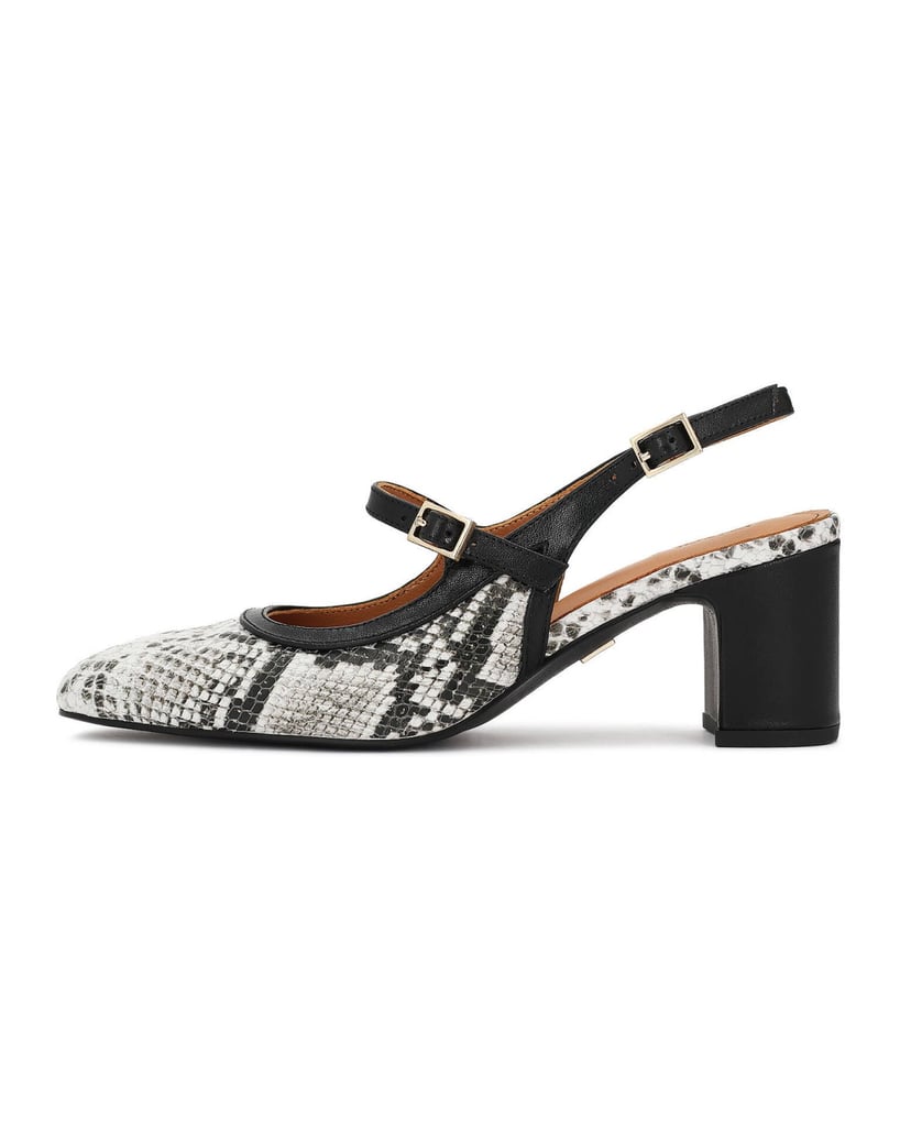 Kazar-Leather-slingbacks-in-snake-skin-print-černá