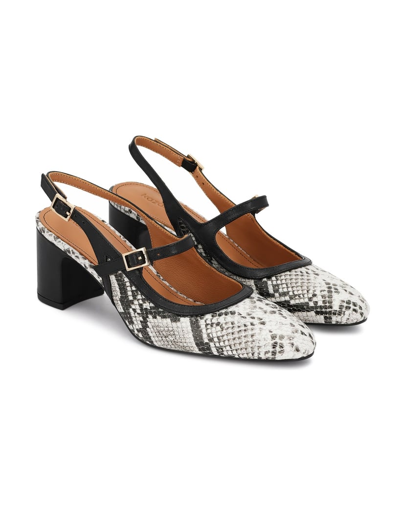 Kazar-Leather-slingbacks-in-snake-skin-print-černá