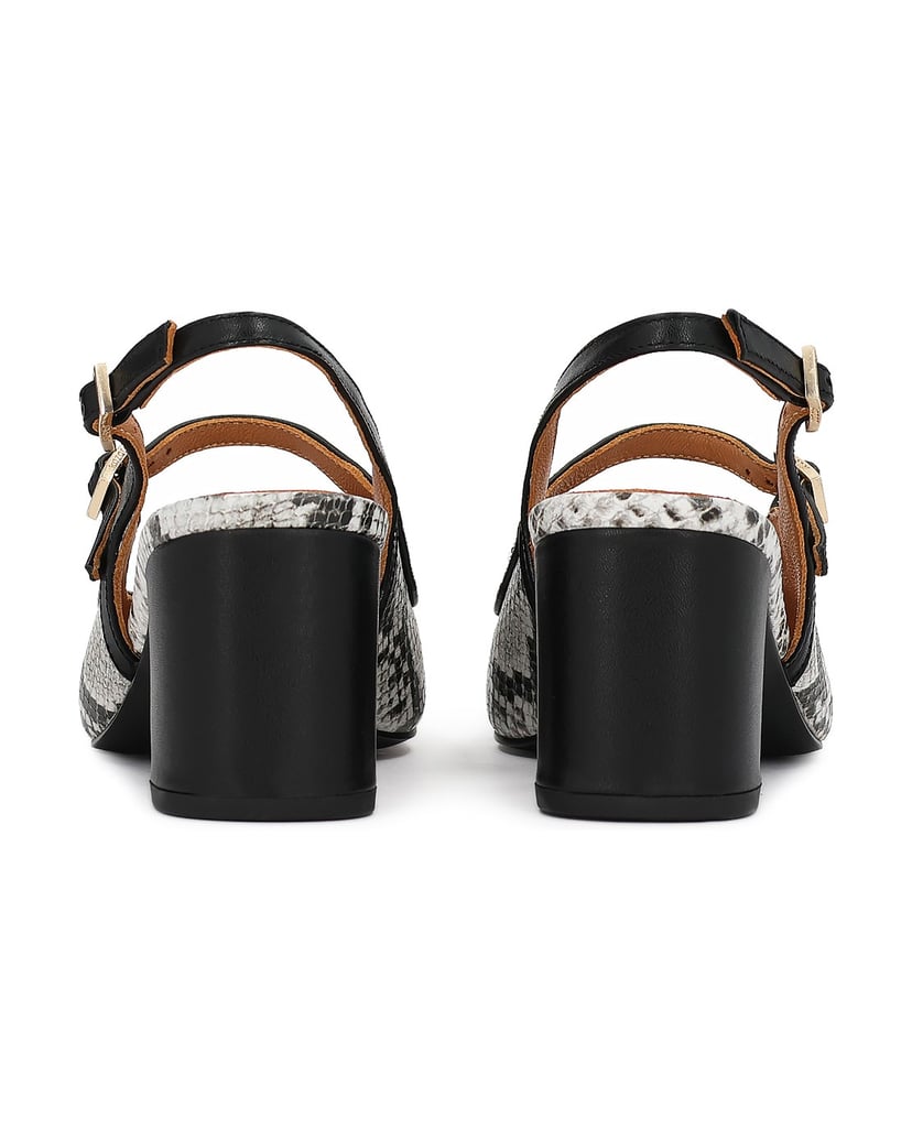 Kazar-Leather-slingbacks-in-snake-skin-print-černá