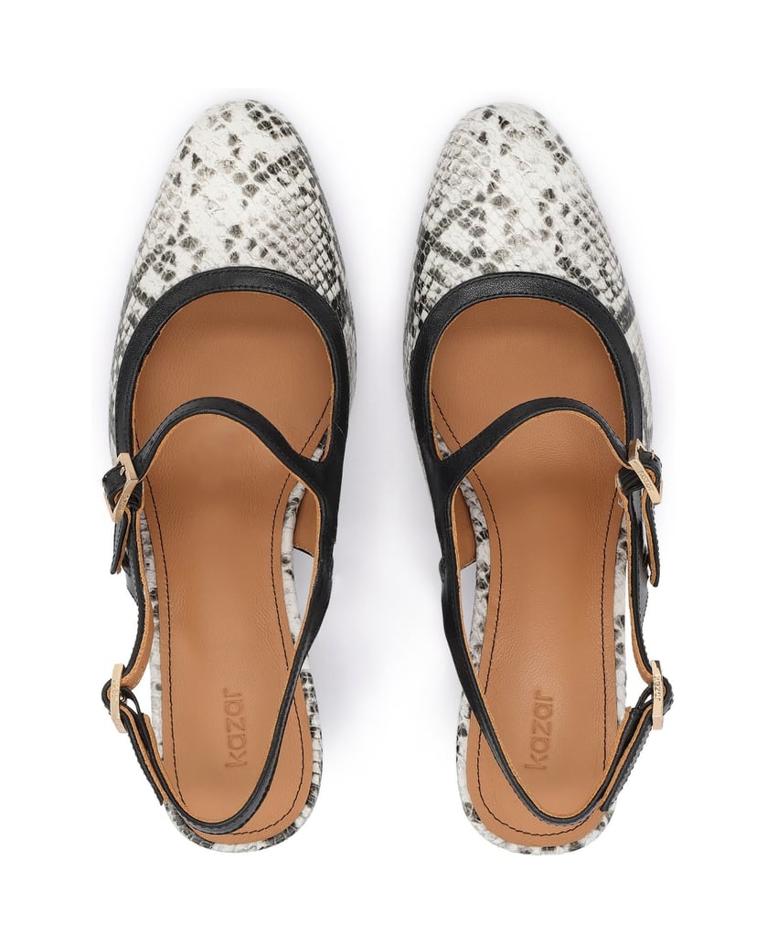 Kazar-Leather-slingbacks-in-snake-skin-print-černá