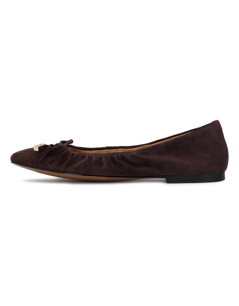 Kazar-Dark-brown-suede-ballerinas-with-bow-detail-tmavá-hnedá