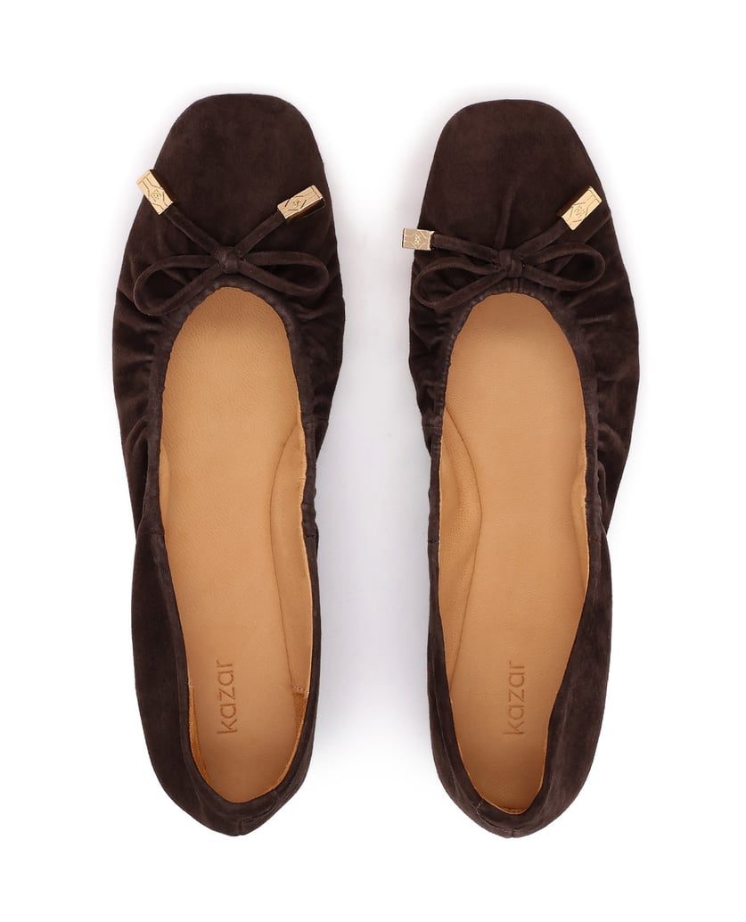 Kazar-Dark-brown-suede-ballerinas-with-bow-detail-tmavá-hnedá