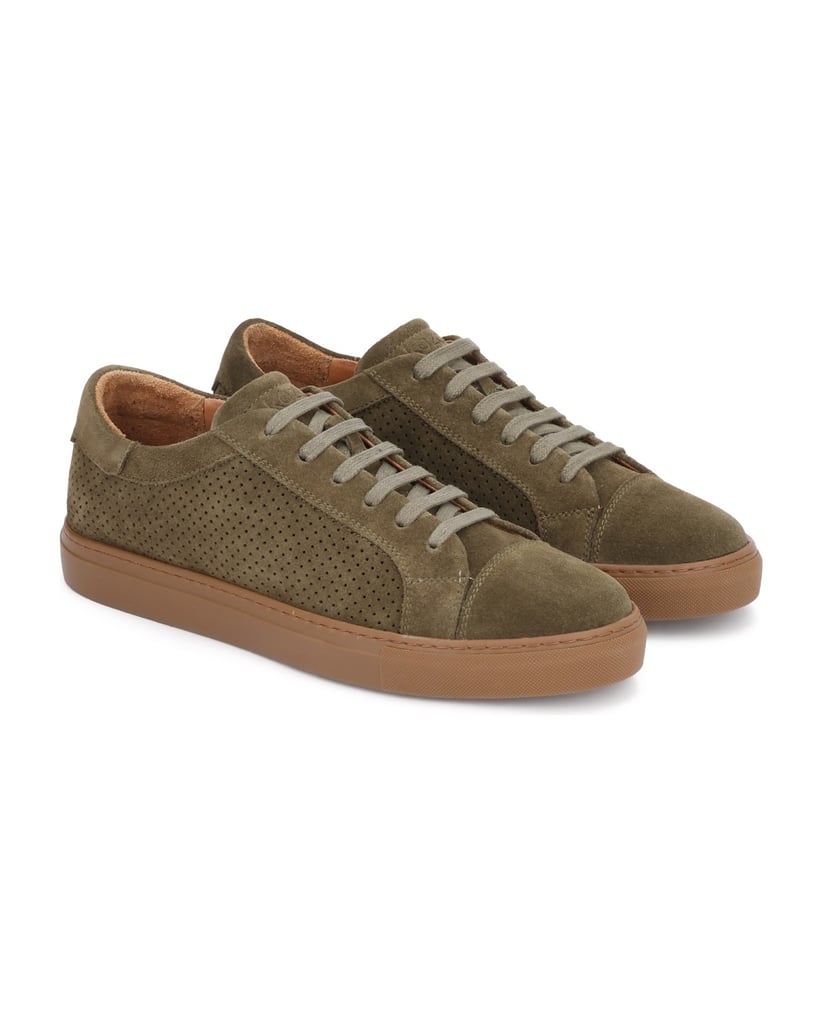 Kazar-Suede-sneakers-with-perforations-olivová