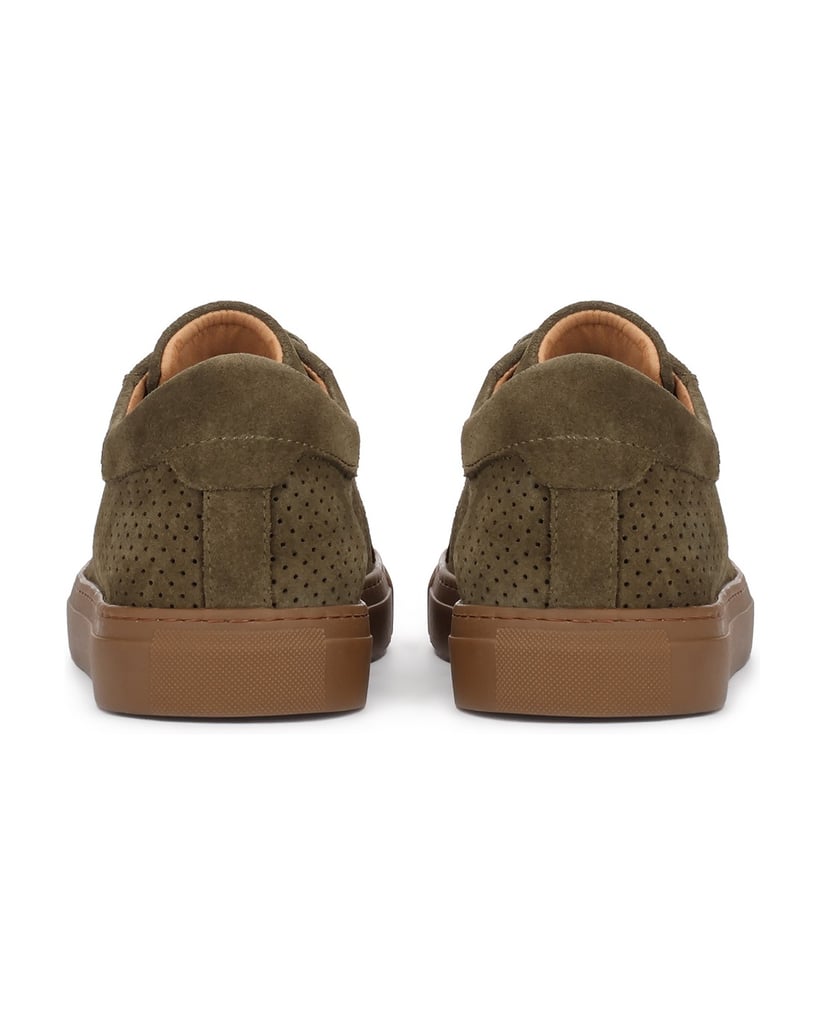 Kazar-Suede-sneakers-with-perforations-olivová