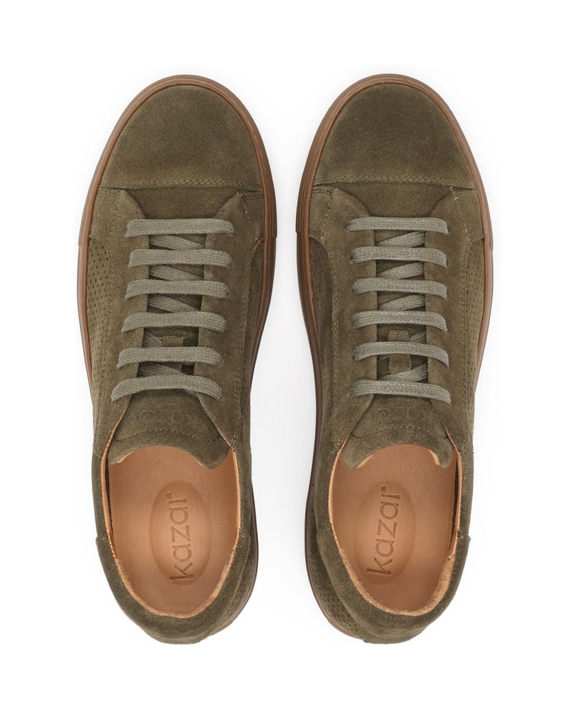 Kazar-Suede-sneakers-with-perforations-olivová