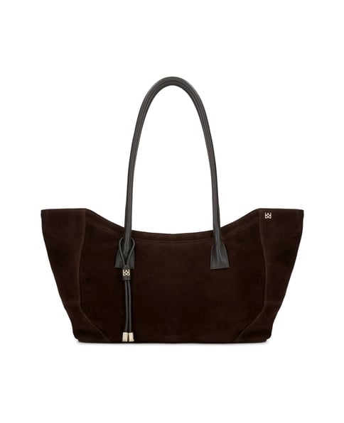 Suede shoulder bags in a shade of brown