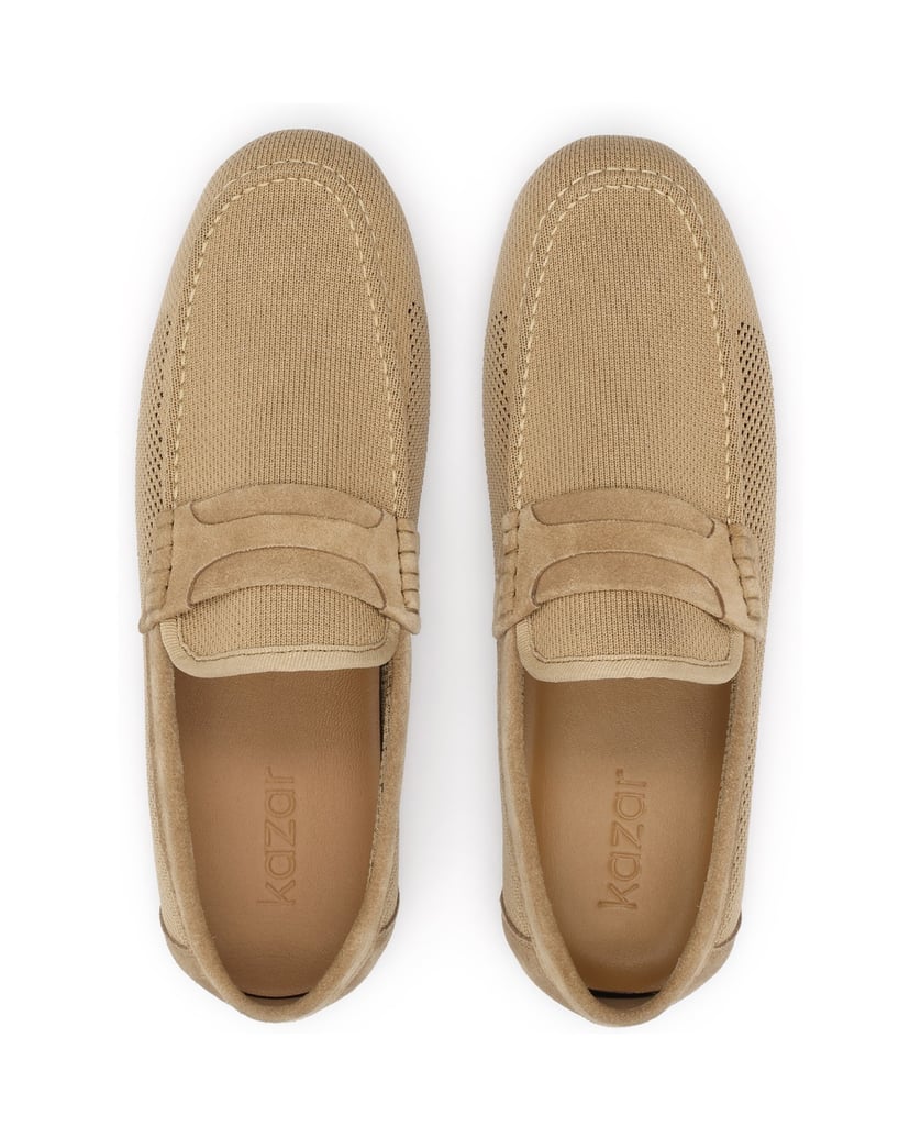 Kazar-Beige-fabric-and-suede-moccasins-béžová