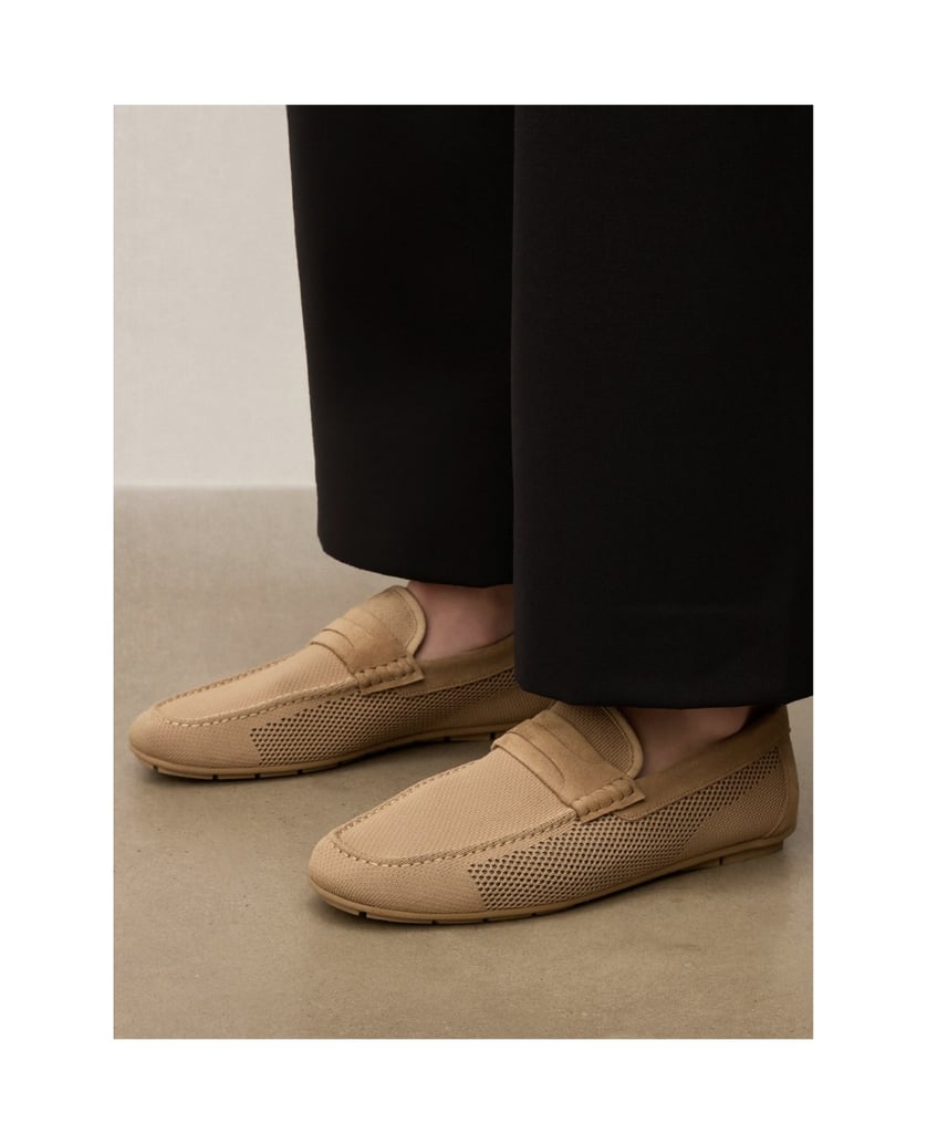 Kazar-Beige-fabric-and-suede-moccasins-béžová