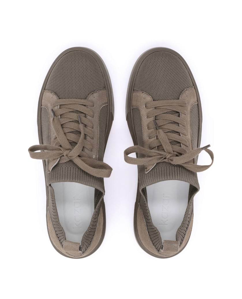 Kazar-Taupe-sneakers-in-fabric-and-suede-tmavošedá
