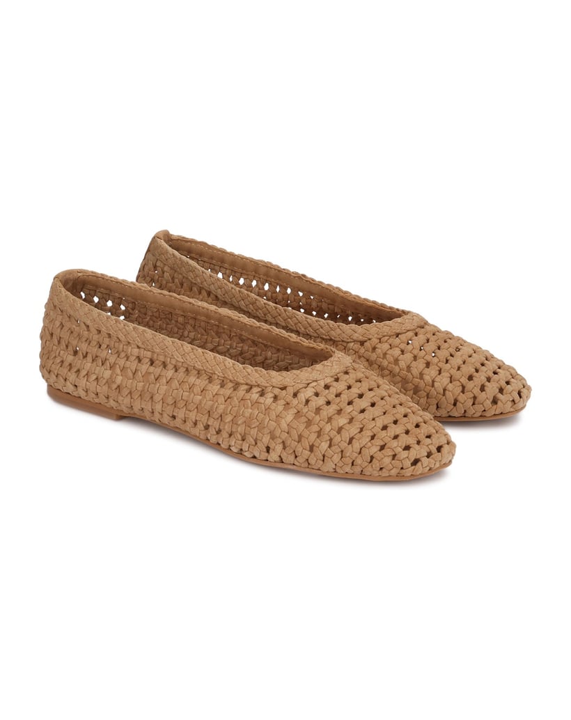 Kazar-Openwork-ballerinas-with-braided-suede-straps-velbloudí