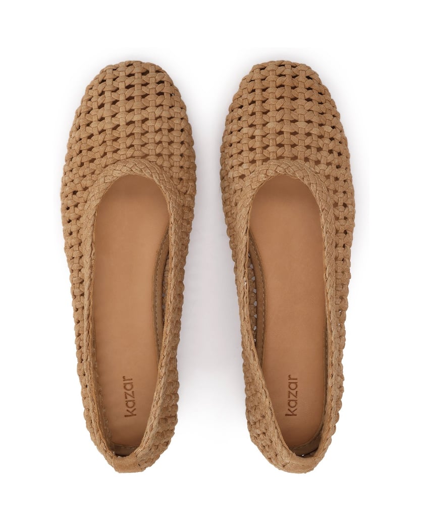 Kazar-Openwork-ballerinas-with-braided-suede-straps-velbloudí