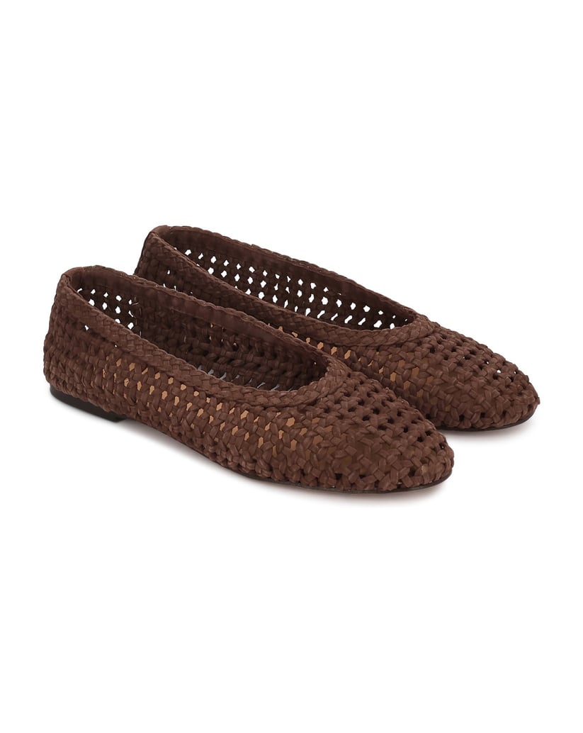Kazar-Brown-openwork-leather-ballerinas-tmavě-hnědá