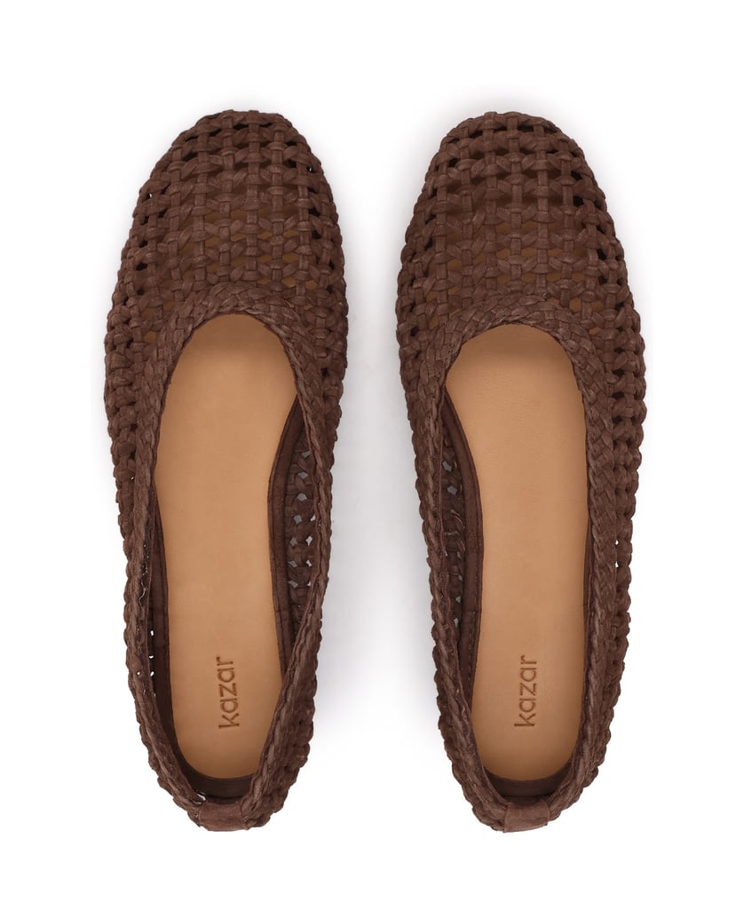 Kazar-Brown-openwork-leather-ballerinas-tmavě-hnědá