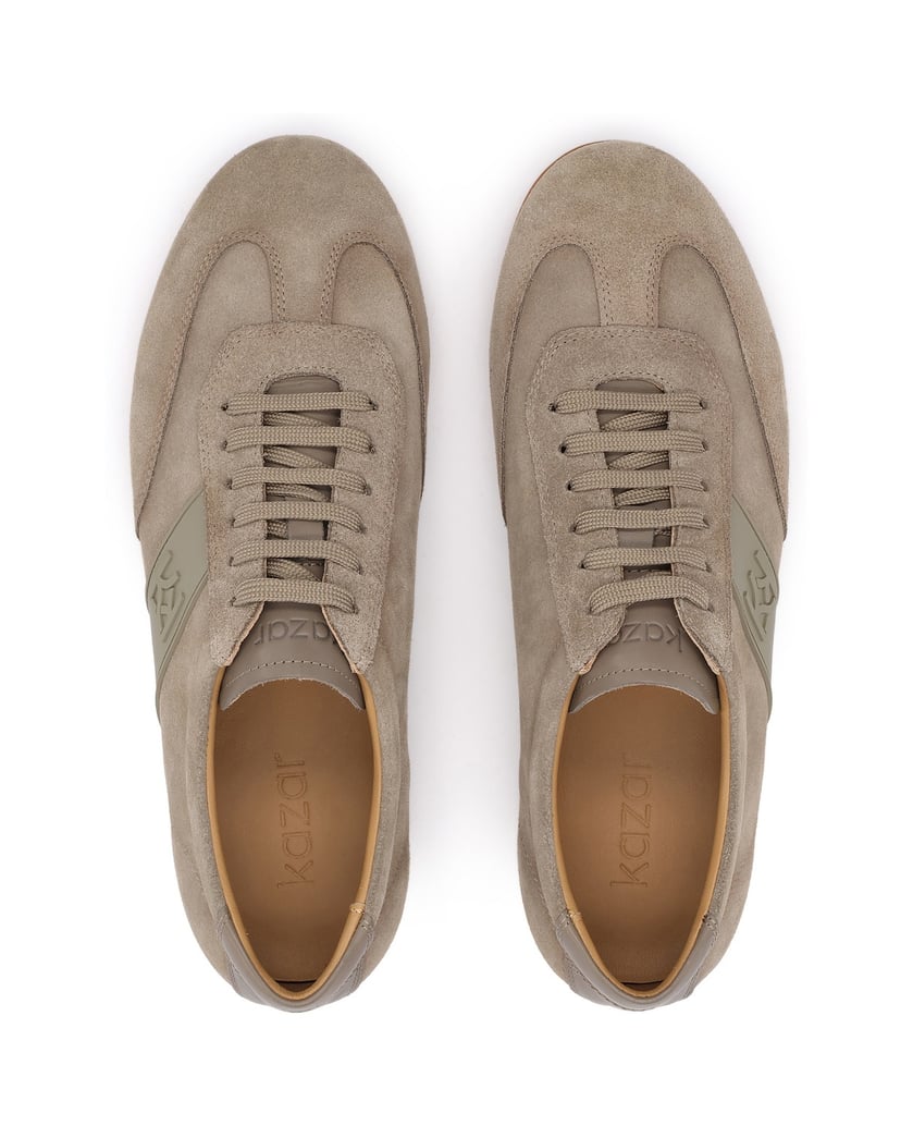Kazar-Men's-taupe-suede-casual-shoes-with-leather-insert-on-the-heel-tmavošedá