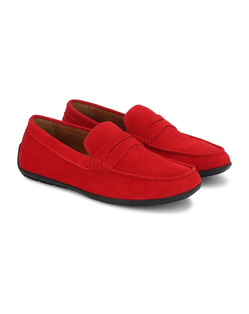 Kazar-Rote-Mokassins-aus-perforiertem-Wildleder-mit-flexibler-Sohle-rot